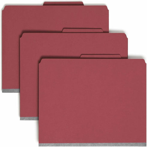 Smead Pressboard Classification File Folder - 1 Divider, 2" Expansion, Letter Size, Bright Red, 10 per Box (13731)