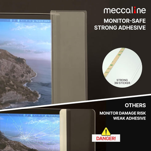 Monitor Memo Board 2Pcs - Flexible Clear PET Computer Screen Sticky Note Holder for Office Desk Accessories