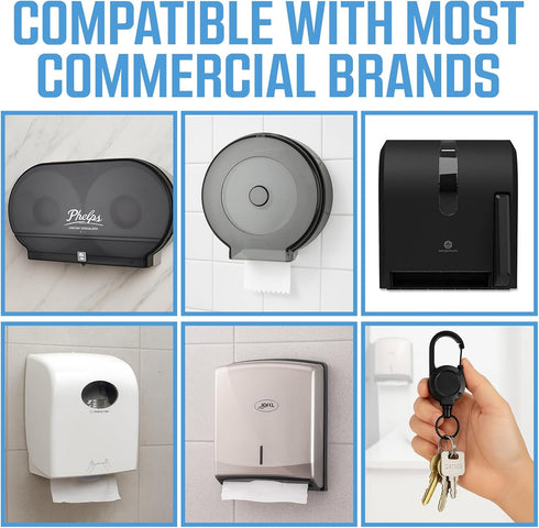 KeySet 8 1100, 2055, 74, 770301, E114 Universal Paper Towel Dispenser + Retractable Key Chain - Pcs Compatible