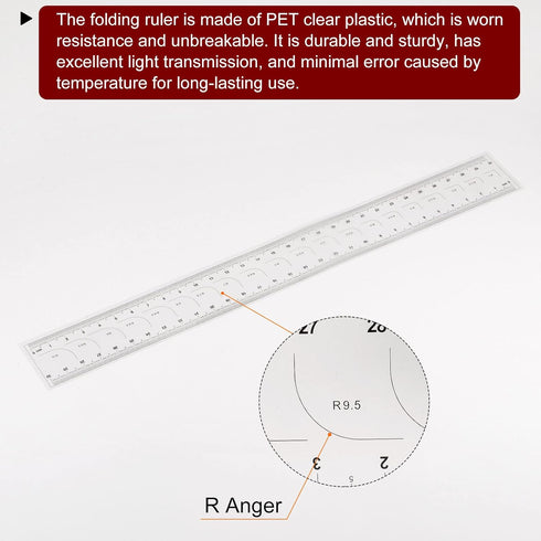 Film Flexible Ruler 30cm 0.5mm Scale, Transparent PET Plastic Folding Straight Calibration Measuring Tool