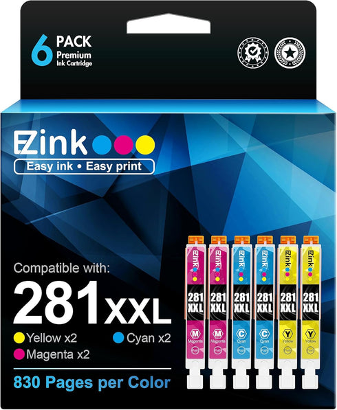 E-Z Ink Compatible Ink Cartridge Replacement for Canon CLI-281XXL 281 XXL for PIXMA Printers (Cyan, Magenta, Yellow) 6