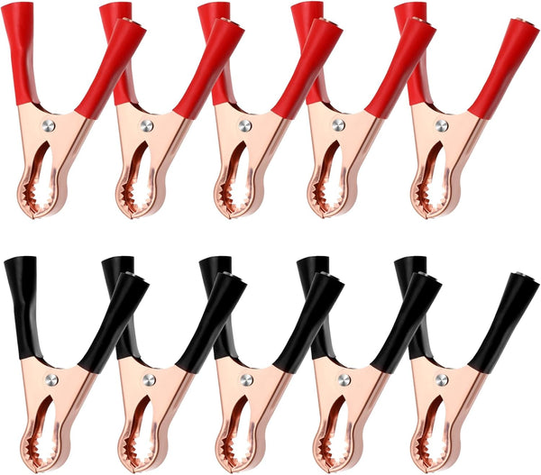 10 Pcs 50A Metal Alligator Clips, Heavy Duty Insulated Alligator Clamps for Battery Replacement Cable