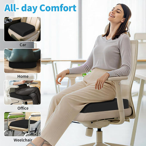 TranquilRelax Tailbone Large Seat Cushion, Memory Foam Cushion for Long Sitting Hours on Office Chair, Car Seat