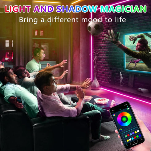 16.4ft 45-75 Inch LED Lights for TV, LED Lights for TVs, RGB TV Backlight Behind, Music Sync Bluetooth APP/RF Remote