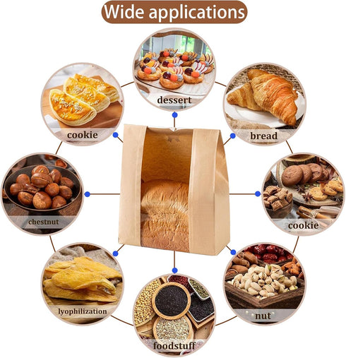 Crpzszshtp 50% 25 Bread Bags -Sourdough Bread Bag for Homemade Bread with Window, Thicker Large Bakery Bags for Storage