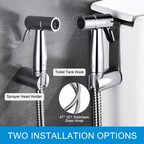 REWEE Set ABS Handheld Bidet Sprayer for Toilet, Chrome Plate Plastic Bidet Attachment for Toilet,Cloth Diaper Bidet