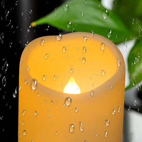 Outdoor Battery Operated Flameless Candles with Timer, Realistic Flickering Plastic Fake LED Pillar Lights for Home