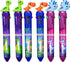 Maydahui 6 Pcs 10-in-1 Multicolor Dinosaur Pens, 10 Colors Shuttle Retractable Ballpoint Pens Fun Cartoon Dino Print