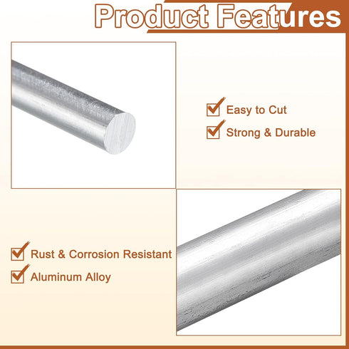 uxcell 10Pcs 1/16"(2mm) Dia Round Aluminum Rod, 12"(305mm) Long 6063 Solid Lathe Bar Stock for DIY Crafts