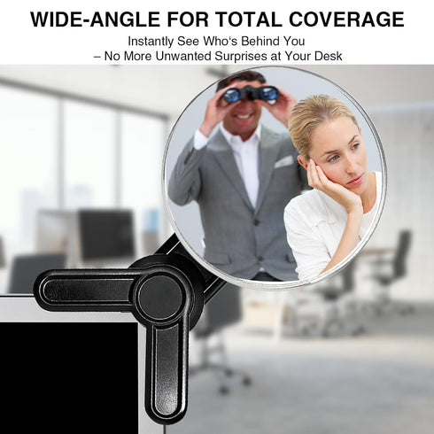 FEUNLEM (1) Clip On Mirror for Computer Monitor & Laptop, Convex Rear View Mirror for Office Monitor, Desk, Cubicle