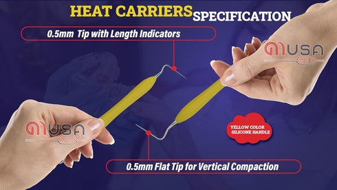 Dental Heat Carrier Plugger Double-Sided No 1/1 (Medical-Grade Stainless Steel) Endodontics Dental Instruments Spreaders & Pluggers (#1-1 Yellow)