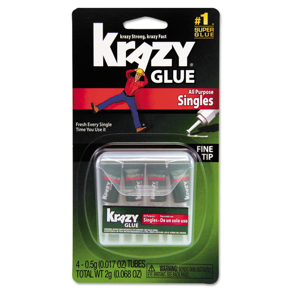 EPI Krazy Glue KG58248SN, Single-Use Tubes with Storage Case, 0.07 oz, 4/Pack