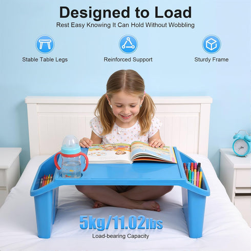 LIWBYYG 4 (21.65 11.8 8.46In) Pcs Kids Lap Desk Tray, Plastic Breakfast Laptop Trays with Side Pockets and Storage