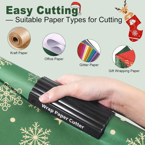 WAMTHUS Wrapping Paper Cutter, Christmas Gift Wrapping Paper Cutter/Kraft Craft Paper Roll Sliding Wrapping Paper