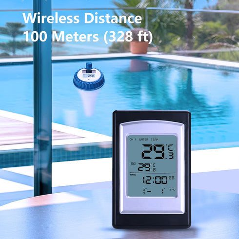wscodyr Pool Wireless Digital Thermometer, Outdoor Solar Pool Thermometer, Floating and Easy to Read, Suitable