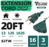 YOJOE 20 Foot Green Outdoor Extension Cord with 3 Power Outlets, 16/3 SJTW Waterproof for Yard Decorations