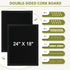 Double-Sided Black Cork Board with Linen, 24" x 18" Wood Framed Bulletin Board with 20 Pushpins