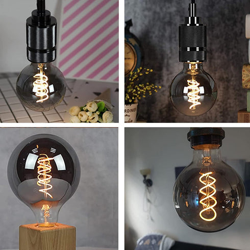 Lxcom Lighting LED Decorative Edison Bulb 6W, G25/G80 Globe Light Bulbs, 60W Equivalent, Warm White 2700K, 2 Pack.