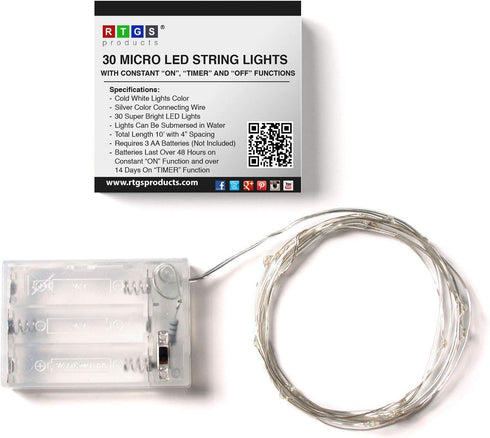 30 9.5 LED Wire Twinkle Fairy Lights, Battery Powered, Waterproof Christmas, Holidays, Halloween, Wedding Bedroom