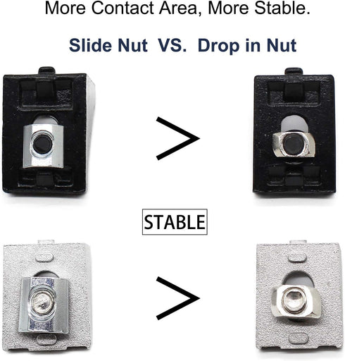 20 Sets 2020 Series Aluminum Extrusion Profile Connectors, 20pcs Corner Brackets, 40pcs M6 T Slide Nuts