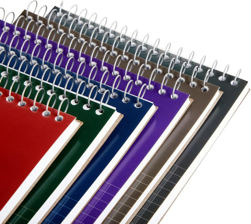 Juvale 6 Pack Top Bound Spiral Graph Paper Notebook, 6x9 Inch, 80 Sheets / 160 Pages, 6 Colors for Writing, Sketching