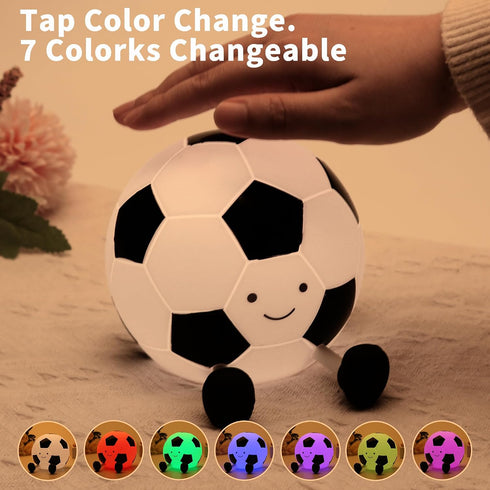 FineLiMoLa 7 Soccer Silicone Night Light for Kids,Cartoon Soccer Lamp Squishy Silicone Baby Nursery Night Light