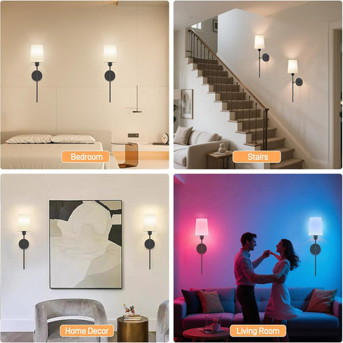 Set Dimmable Battery Operated Wall Sconce of Two, Sconces Wall Decor, Rechargeable Wall Lamp for Bedroom, Living Room
