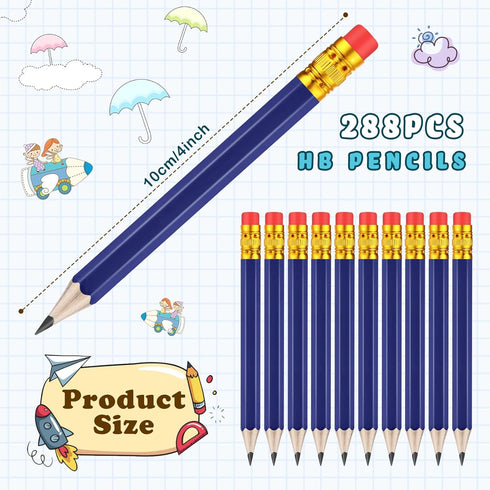 Chivao 288 Pieces Golf Mini Pencils Bulk Half Pencils with Eraser Golf Short Pencils #2 HB Pre Sharpened Baby Shower Pencils for Baby Shower Party Favors School Office Supplies 4 Inch(Navy Blue) by Chivao