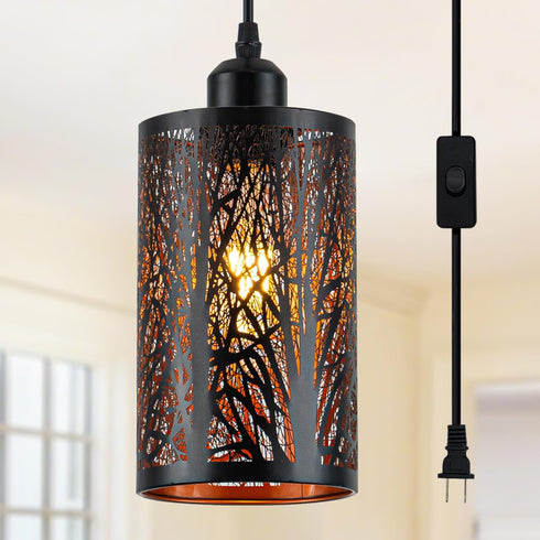 Industrial Black Plug in Pendant Light Vintage Mini Black Gold Hanging Lighting
