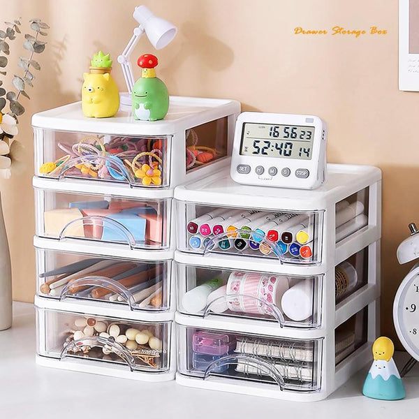Desktop Drawer Organizer, Plastic Storage Container for Office Supplies, 3 Drawers for Stationery Art Craft Makeup