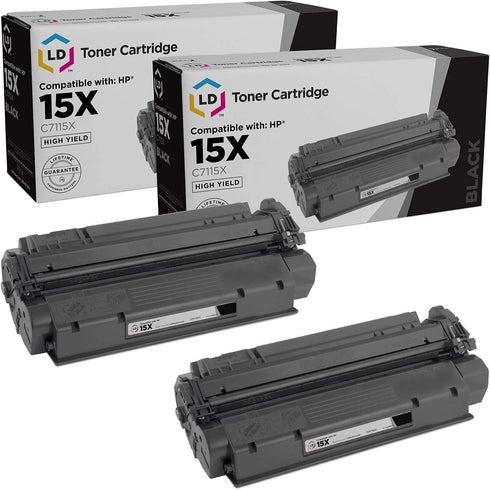 LD Products Compatible Replacement for HP 15X / C7115X HY Black Toner Cartridges, 2-Pack