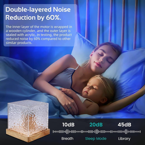 16-Color 3D Light-4.4inch Ocean Wave Projector Light, Luminorthe Cube Lamp and App Remote, Holographic Water Ripple