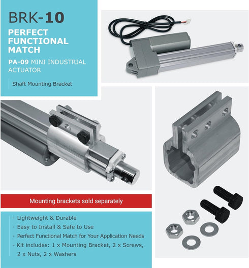Progressive Automations Mounting Bracket BRK-10 for Linear Actuator, Aluminum, Compatible with PA-09