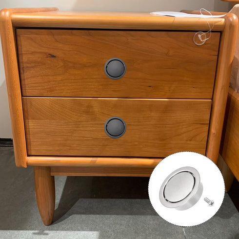 Circular Flush Pull Handle, 1Pcs 34mm/1.34" Zinc Alloy Recessed Handle with Screws for Drawer Sliding Doors