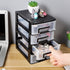 SEWACC Plastic Drawers, 4-Layer Small Drawer Organizer, Desktop Organizer with Transparent Drawers, Office Supplies