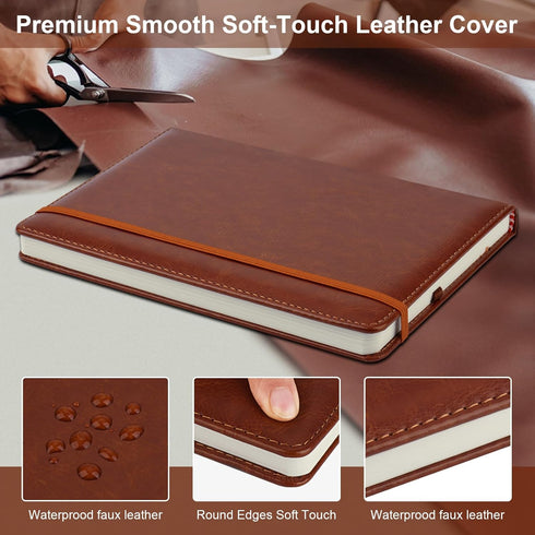 5.5x8.3 192 A5 (Brown*6) ZCZN Lined Journal Notebooks for Work, in, Pages, Hardcover Leather Journals for Writing