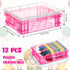 Suzile 12 Pcs Plastic Clear Crayon Box with Lids Stackable Organizer for School Office Supplies