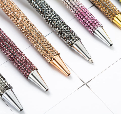 Gullor Diamond-encrusted Click Ballpoint Pens, Black Ink Medium Point 1mm, Office Supplies Gift for Wedding Birthday
