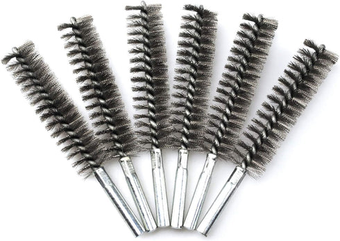6pcs Pipe Cleaning Brush Set, Stainless Steel Bristles for Auto Parts, Bottles, Guns, Tubes, Etc. (1" 25mm)