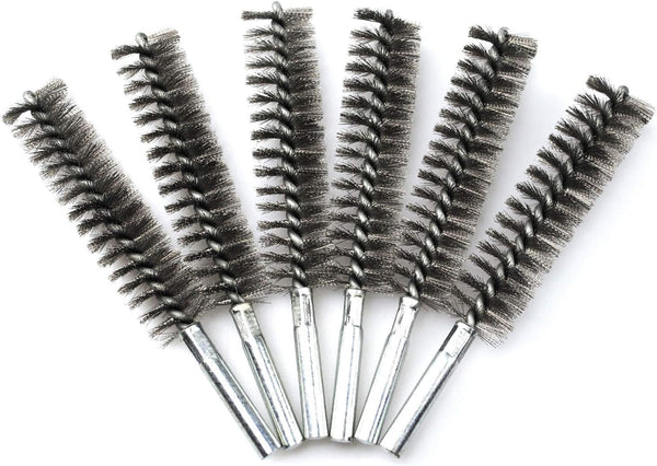6pcs Pipe Cleaning Brush Set, Stainless Steel Bristles for Auto Parts, Bottles, Guns, Tubes, Etc. (1" 25mm)