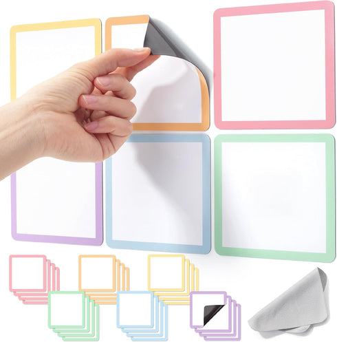 Mr. Pen Dry Erase Magnets, 4”x4”, 24 Pack, Colorful Magnetic Labels for White Board Dry Erase