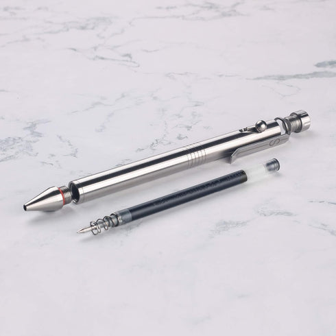 SMOOTHERPRO SSG050 Bolt Action Pen in Stainless Steel with Durable Clip Compatible with Pilot G2 Refill