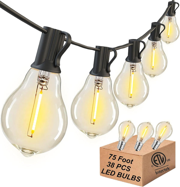 DAMAING Outdoor string lights 75FT Waterproof patio string lights with 38 Shatterproof