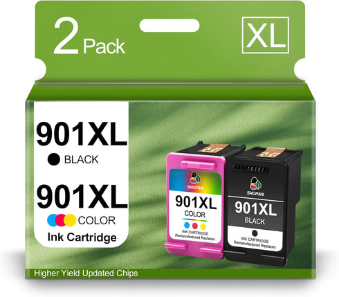 HP 901XL Ink Cartridge Combo Pack Replacement for Officejet 4500 J4500 J4524 J4540 J4640 (1 Black, 1 Tri-Color)
