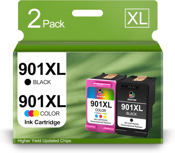 HP 901XL Ink Cartridge Combo Pack Replacement for Officejet 4500 J4500 J4524 J4540 J4640 (1 Black, 1 Tri-Color)