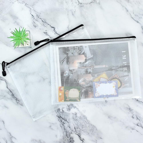 Vuzvuv A5-22 PCS Mesh Zipper Pouch Set, 9.49"x 7.09", Document File Folders with Label Sticker for Storage