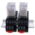 mxuteuk 2pcs HH54P DC 24V Coil 14 Pin Electromagnetic Power Relay with Base and DIN Rail Slotted Aluminum