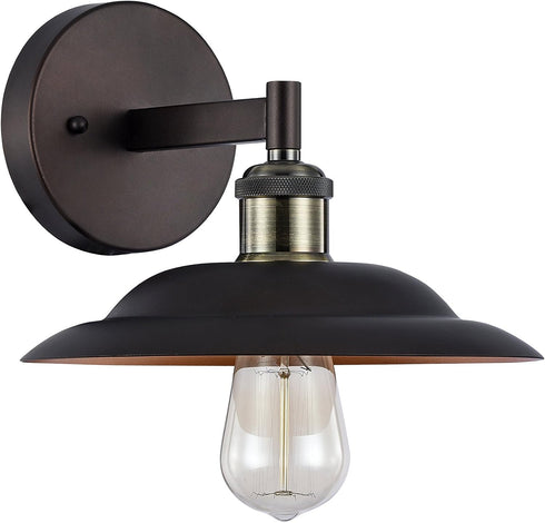 1 10" Industrial-Style Light Rubbed Bronze Wall Sconce Wide