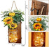 Set OurWarm Sunflower Wall Sconces of Two, Mason Jar Sconces Farmhouse Wall Decor Comes with Remote Control and Warm