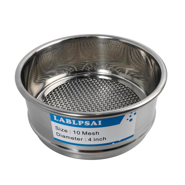 10 Mesh Lab Sieves, 4" Diameter 304 Stainless Steel Wire Cloth Test Sieve for Industrial and Home Laboratory Use